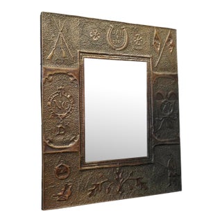Early 20th Century Military Folk Art Copper Framed Mirror For Sale