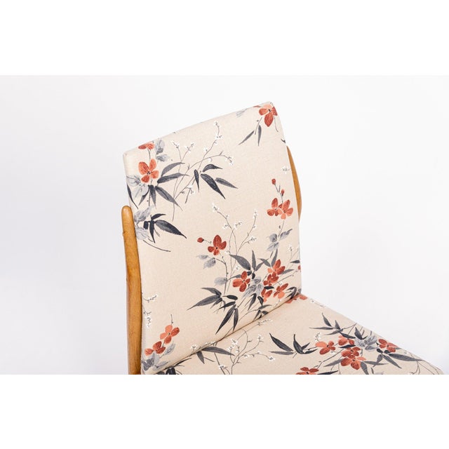 Vintage Mid Century Wood & Floral Fabric Side Chairs, 1950s For Sale - Image 11 of 12