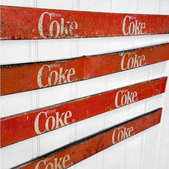 Vintage Coca-Cola "Enjoy Coke" Metal Advertising Trim Sign - Set of 4 For Sale - Image 9 of 11
