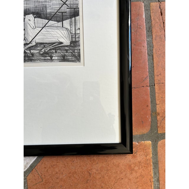 Printmaking Materials Vintage Framed Black & White Bernard Buffet For Sale - Image 7 of 7