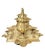 Metal Victorian Era Aesthetic Movement French Solid Brass Antique Double Inkwell With Porcelain Inserts, ca.1880 For Sale - Image 7 of 11