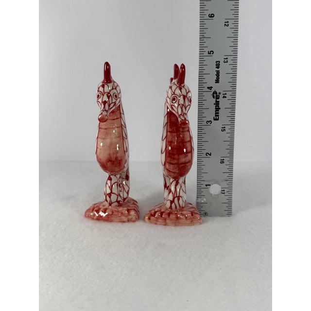 1990s Vintage Andrea by Sadek Coral & White Fish Net Pattern Porcelain Seahorses Figurine - Set of 2 For Sale - Image 5 of 5