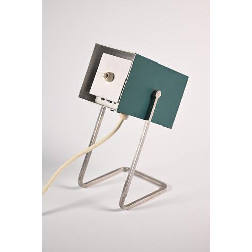 Kaiser leuchten desk lamp with dark green shade. The shade is tiltable. Can also be used on a night stand. In good vintage...