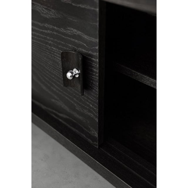 Mid-Century Modern Scandinavian Dark Oak Sideboard with Wooden and Metal Handles, 1960s For Sale - Image 11 of 18