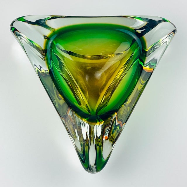 Green Sommerso Murano Glass Ashtray from Arte Nuova, Italy, 1960s For Sale - Image 8 of 14