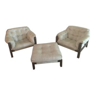 Mid-Century Sling Chairs & Ottoman - Set of 3 For Sale