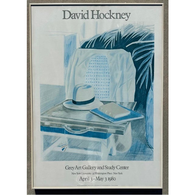 David Hockney Vintage 1980 Lithograph Print Framed Large Exhibition Poster " Still Life, Taj Hotel, Bombay " 1977 For Sale - Image 10 of 15
