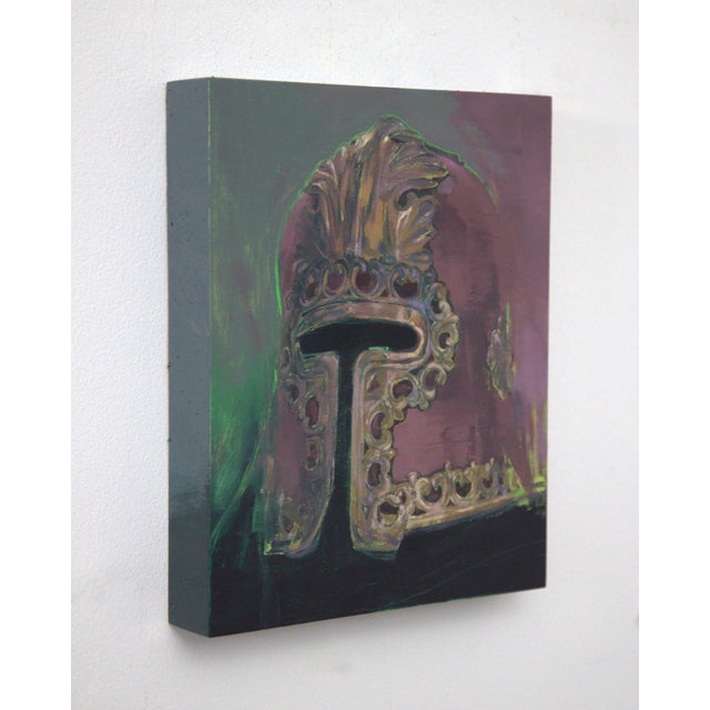 Alla Veniziana by Elena Burykina | Oil on panel Painting of an ornate helmet For Sale - Image 4 of 5