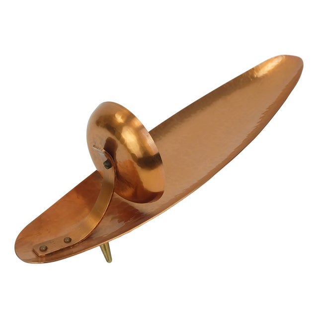 Large Mid-Century Wall Candleholder in Hammered Copper, 1960s For Sale