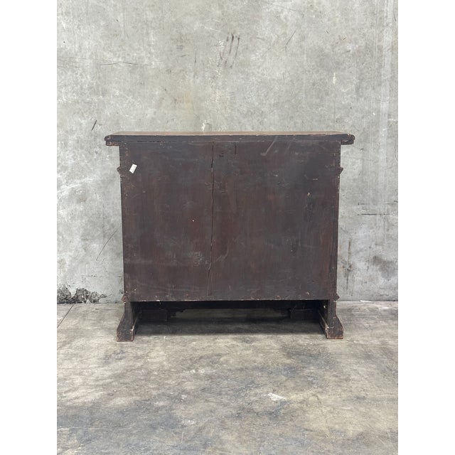 19th Century Carved Oak Sideboard Buffet Cabinet Renaissance Revival 44” For Sale - Image 11 of 18