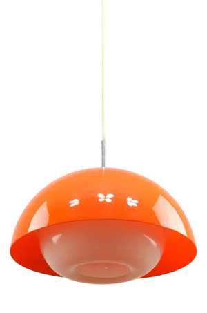 Space Age Italian Orange Acrylic Glass Pendant Lamp, 1970s