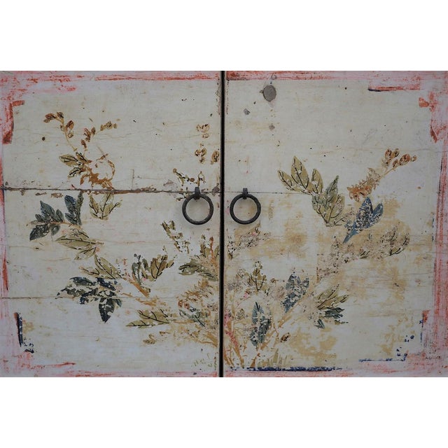 Antique Chinese Painted Elm Cabinet, late Qing Dynasty, from Inner Mongolia, c. 1900. Originally a top opening rice chest,...