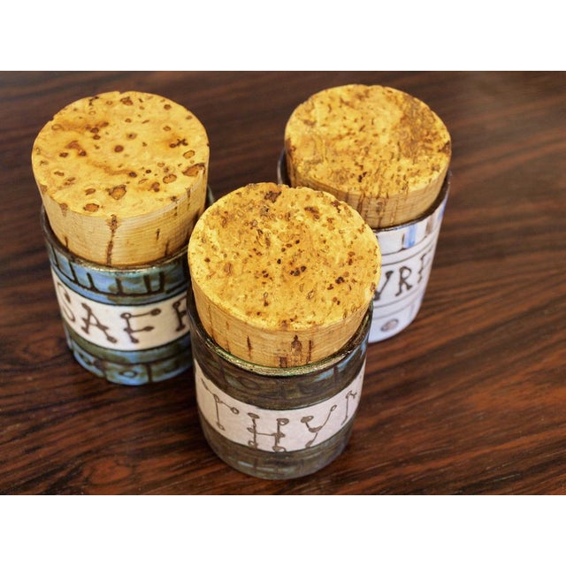 French Ceramic Spice Jars by Alain Maunier for Vallauris, 1950s, Set of 3 For Sale - Image 14 of 18