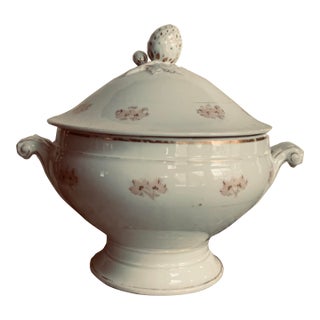 Large Old Paris Porcelain Lidded Tureen For Sale