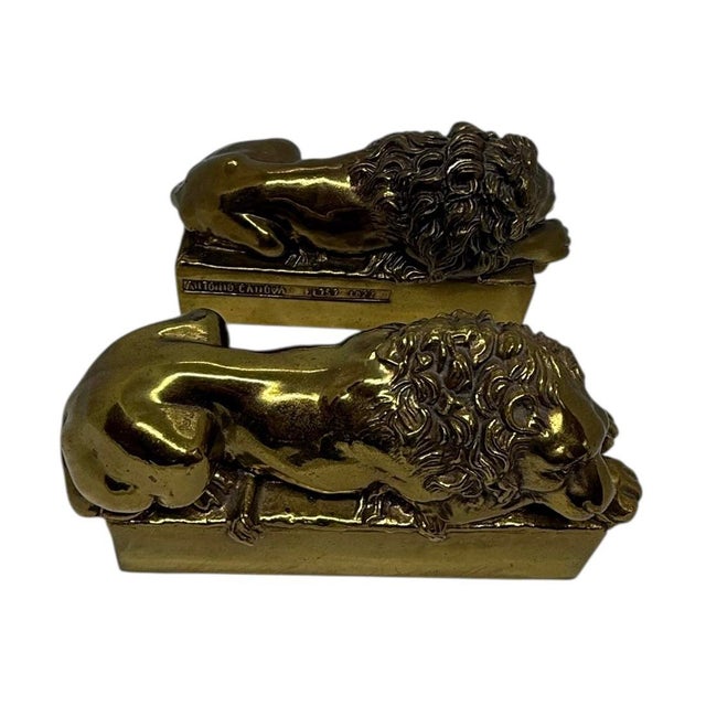 1940’s Italian Canova Lion Cast Brass Bookends - A Pair For Sale In Washington DC - Image 6 of 12