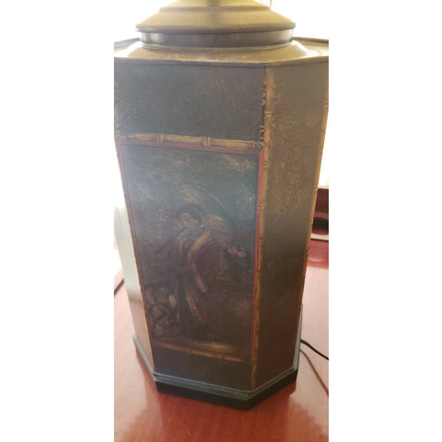 Vintage 1970s Chapman Attributed Large Asian Tea Caddy 3-Way Table Lamp For Sale - Image 10 of 11