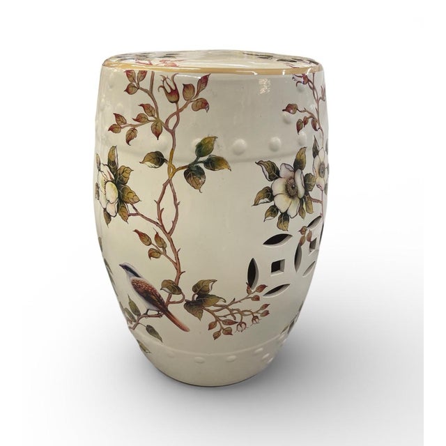 Chinoiserie Chinoiserie Ceramic Garden Stool With Birds & Camellias For Sale - Image 3 of 7