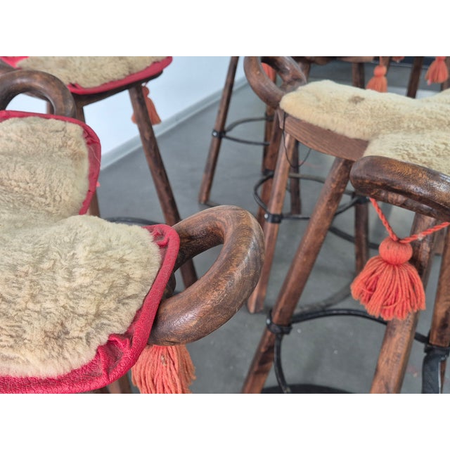 Brutalist Vintage Brutalist Marbella Stools attributed to Sergio Rodrigues, 1970s, Set of 6 For Sale - Image 3 of 16