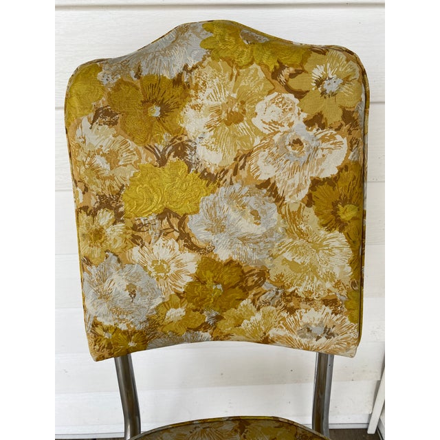 Mid 20th Century Chrome and Vinyl Retro Yellow Floral Chair Chairish