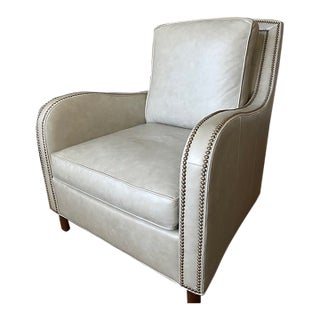 Ethan Allen Malone Leather Chair With Nailhead Trim For Sale