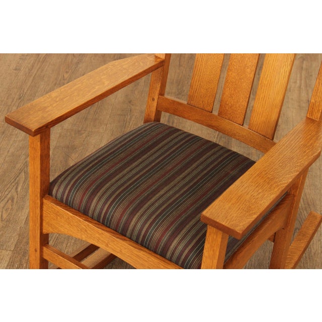 Stickley Mission Collection Harvey Ellis Oak Rocking Chair For Sale In Philadelphia - Image 6 of 12