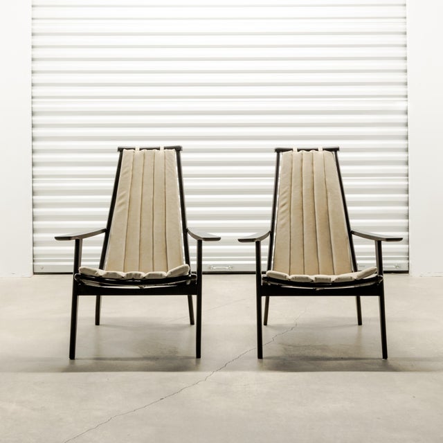 Pair of spindle back Nakashima style armchairs, Denmark circa 1960's.