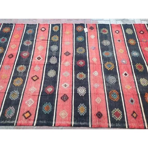 Rustic 1960s Vintage Turkish Handmade Kilim Rug - 62.5x118" For Sale - Image 3 of 5