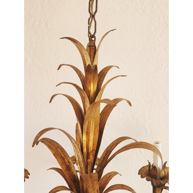 Mid 20th Century Hollywood Regency Style Gilt Metal Chandelier For Sale - Image 12 of 12