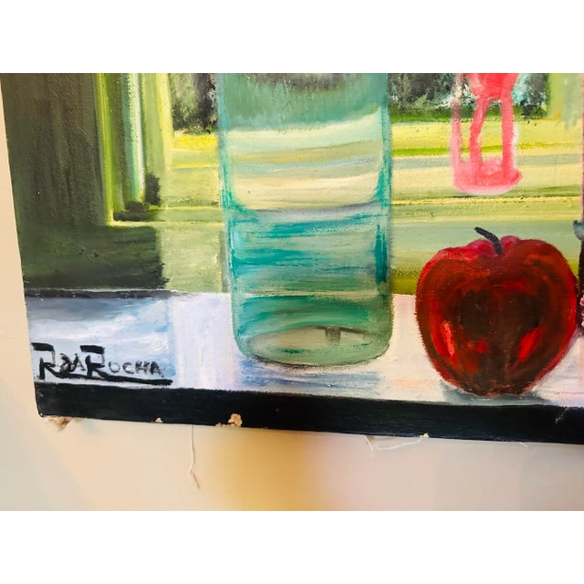 Exceptionally beautiful, this large oil on canvas is a room maker! Fabulous color palette to work with, this piece is the...