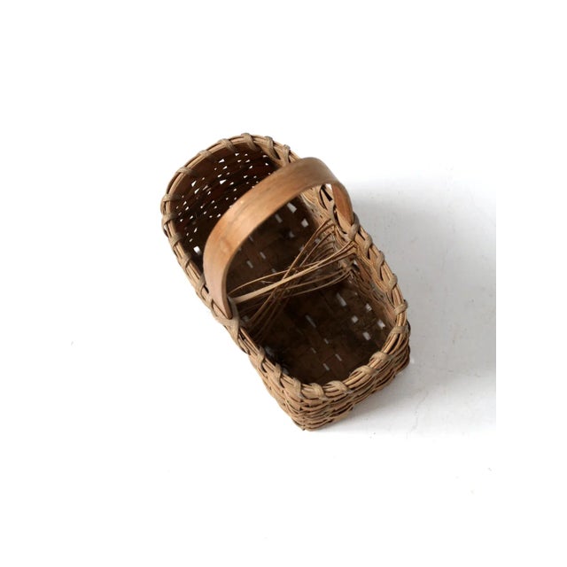 Wood Vintage Splint Weave Basket For Sale - Image 7 of 13