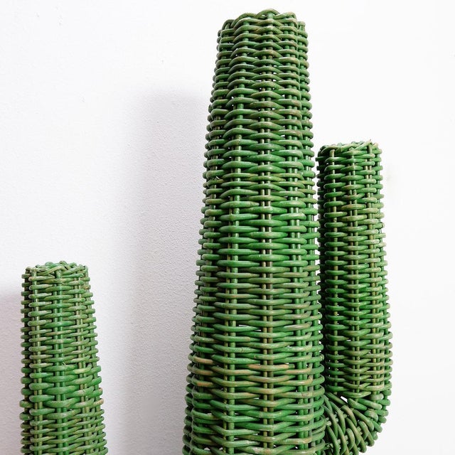 Hand-Woven Rattan Saguaro Cactus Sculpture, 1970s For Sale - Image 10 of 14