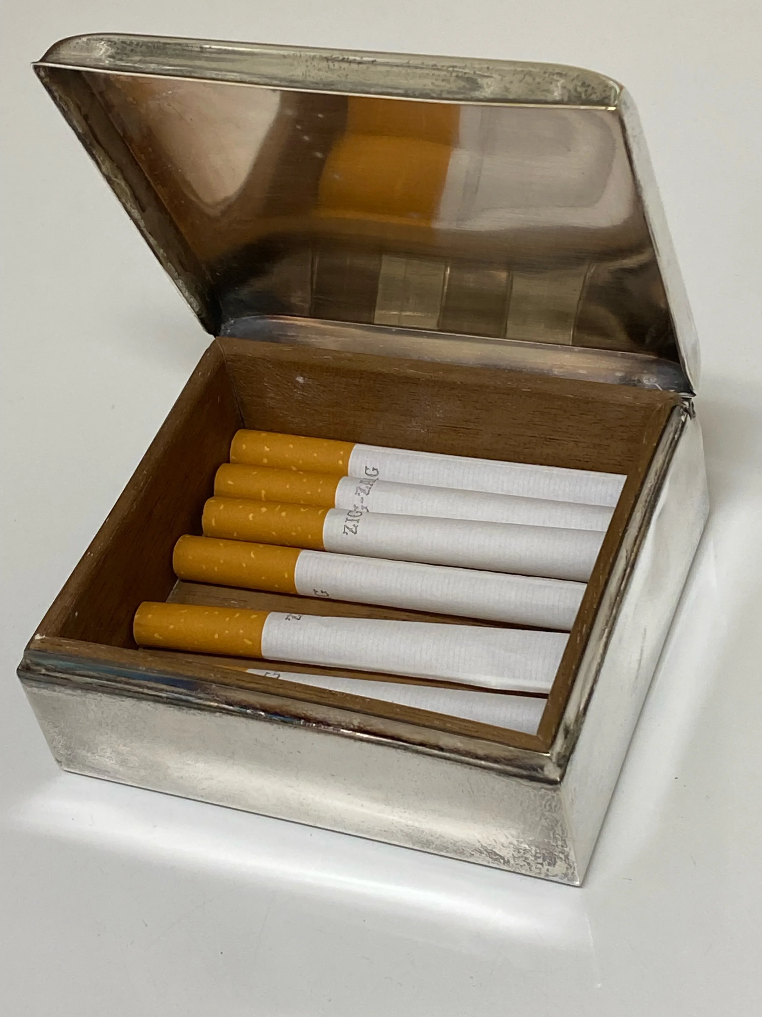 Vintage 1950's Epca Poole Silver Co 2000 Box Wood Lining Jewelry Cigarette  Box