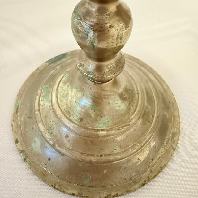 Brass Mid-20th Century Trio Variegated Height Brass Menorahs For Sale - Image 8 of 12