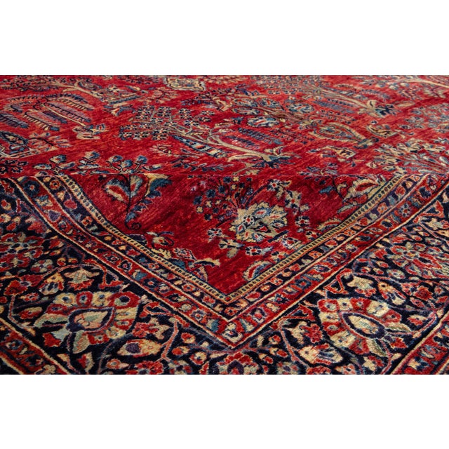 Red Red Antique Persian Sarouk Wool Rug For Sale - Image 8 of 12