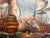Impressionist Original Marine Naval Battle Oil Painting Sailing Ships Seascape Framed, Signed For Sale - Image 3 of 11
