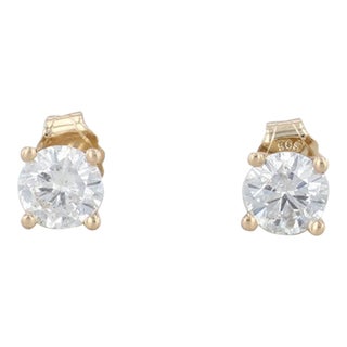 0.50ctw Diamond Stud Earrings 14k Yellow Gold Round Solitaire Studs - 2 Pieces For Sale