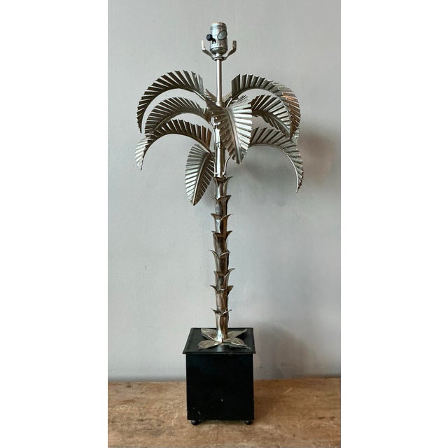 Vintage Regency Punch Cut Palm Tree Lamp For Sale - Image 9 of 11