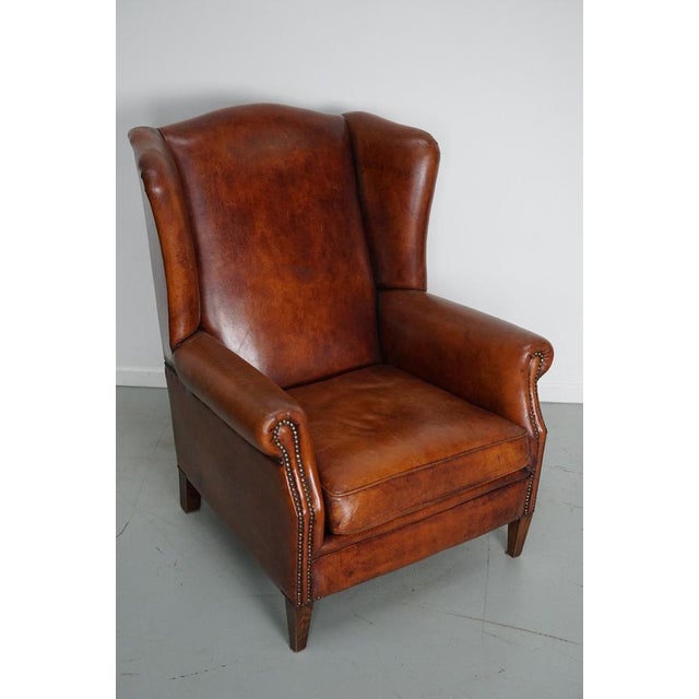 Brown Vintage Dutch Cognac Colored Leather Club Chair For Sale - Image 8 of 17