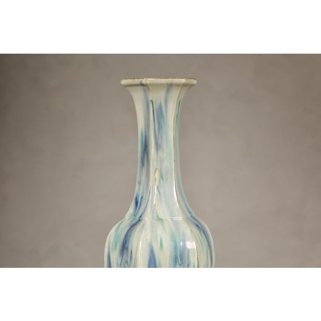 Multi-Color Vase with Blue and Green Drip Accent on Cream Ground For Sale - Image 11 of 12