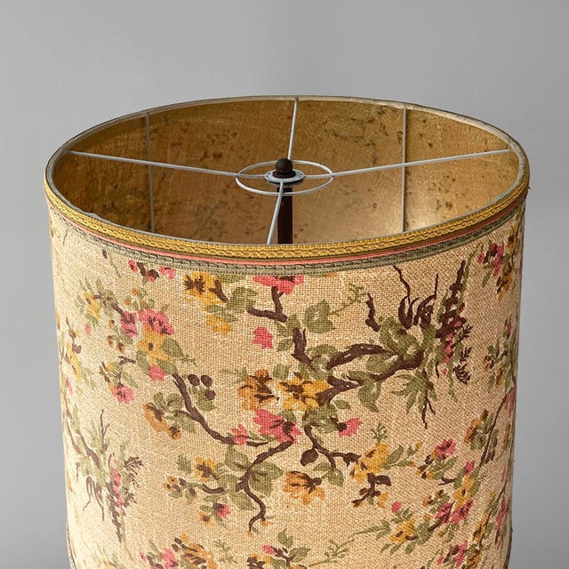 Art Deco Italian Floor Lamp in Wood, Fabric and Rope, 1930s For Sale - Image 4 of 13