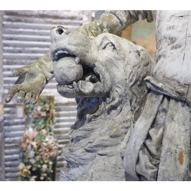 Signed Antique French Plaster Sculpture, a Renaissance Boy and His Dog, C. 1880 For Sale In Dallas - Image 6 of 18