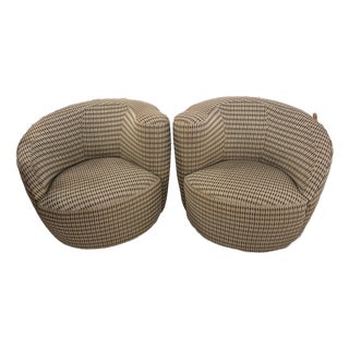 Vintage Pair Vladimir Kagan Nautilus Corkscrew Swivel Lounge Chairs For Sale