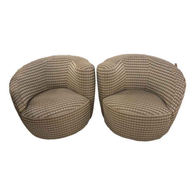Vintage Pair Vladimir Kagan Nautilus Corkscrew Swivel Lounge Chairs For Sale