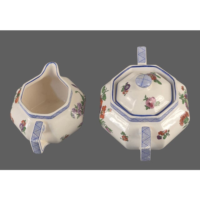 Royal Doulton Vintage Royal Doulton "Old Leeds Spray" Pattern Sugar & Creamer Set For Sale - Image 4 of 7