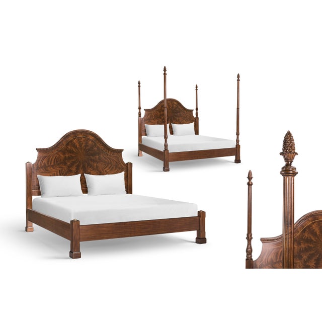 Four-Poster King Bed, Mahogany King-Size Pineapple Poster Bed With Adjustable Box Spring Height by AntiquePurveyor For Sale In New York - Image 6 of 18