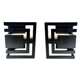 Postmodern Sculptural Wooden Armchairs, Italy, 1970s, Set of 2 For Sale