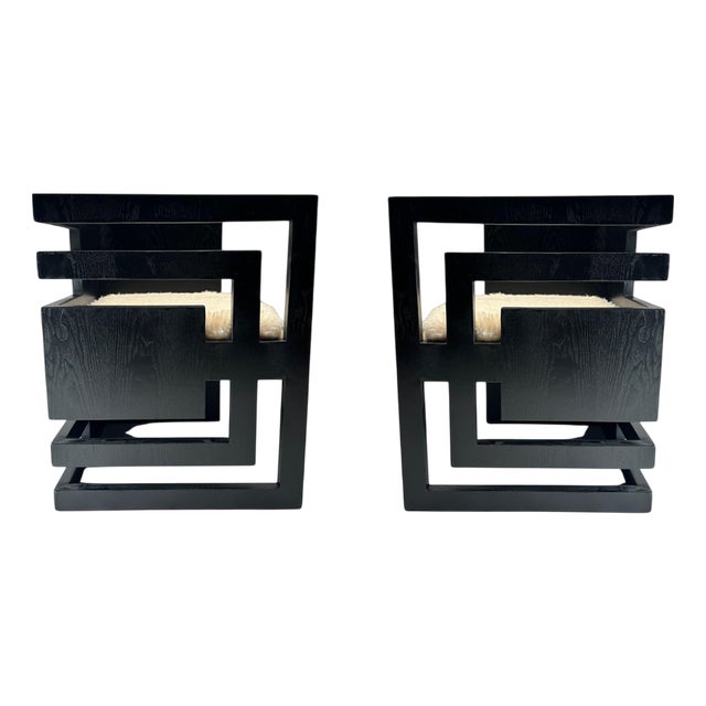 Postmodern Sculptural Wooden Armchairs, Italy, 1970s, Set of 2 For Sale