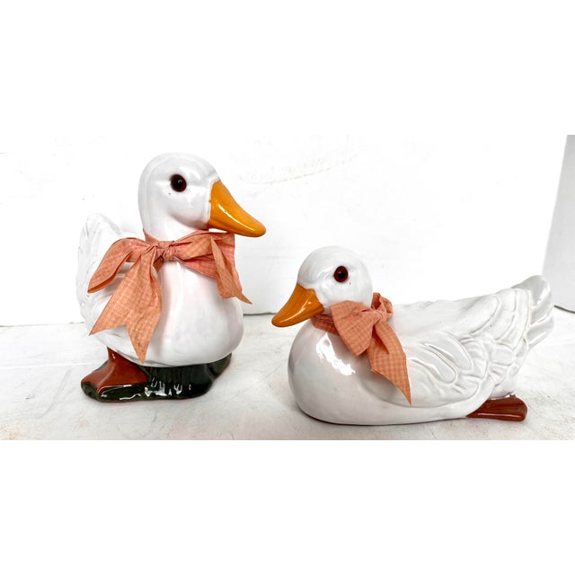 Figurative 1980s Glazed Terra Cotta Ducks by Earth Needs Ltd. - A Pair For Sale - Image 3 of 14