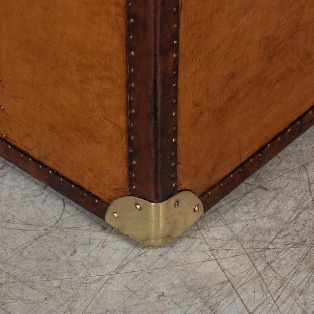 Brown 20th Century Leather Clad English Trunk, 1990s For Sale - Image 8 of 18