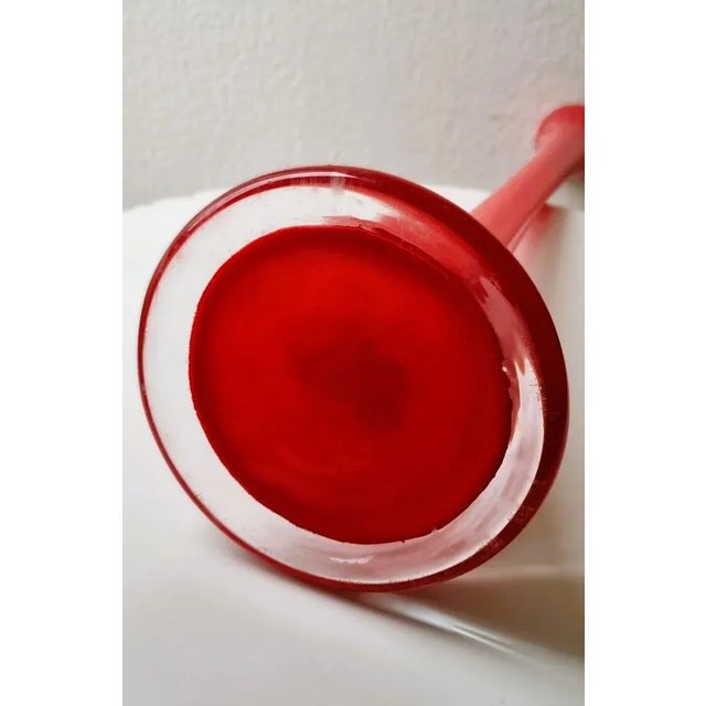 Vintage Vase in Mouth-Blown Red Glass, 1970s For Sale - Image 4 of 9